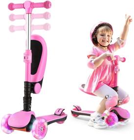 img 4 attached to 🛴 AOODIL Kids Scooter for Ages 3-5 with Foldable Seat, Extra-Wide PU Wheels and LED Flashing Lights, Kick Scooter for Boys & Girls