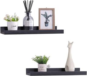 img 2 attached to 📸 PENGKE Wall Floating Shelves Set of 2 - 16 Inch Long Picture Ledge Shelf with Storage, Modern Home Decor Design