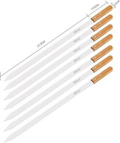 img 1 attached to 🍢 GOUTIME 23-Inch Long Stainless Steel Grilling BBQ Skewers with Wood Handle for Koubideh, Persian, Brazilian Chicken, Shrimp Kebab - Set of 7 Skewers with Bag