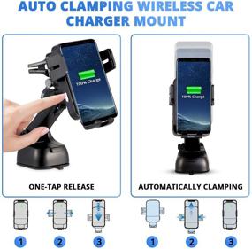 img 1 attached to 📱 Smartphone Car Mount with Auto-Clamping Arms and Wireless Charging - Dashboard, Windshield, and Vent Holder for iPhone, Samsung, LG, Google, and More