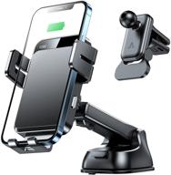 📱 smartphone car mount with auto-clamping arms and wireless charging - dashboard, windshield, and vent holder for iphone, samsung, lg, google, and more logo