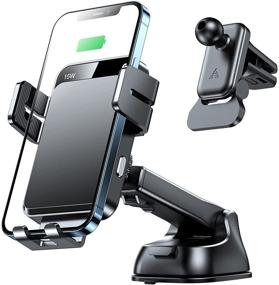 img 4 attached to 📱 Smartphone Car Mount with Auto-Clamping Arms and Wireless Charging - Dashboard, Windshield, and Vent Holder for iPhone, Samsung, LG, Google, and More