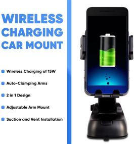 img 3 attached to 📱 Smartphone Car Mount with Auto-Clamping Arms and Wireless Charging - Dashboard, Windshield, and Vent Holder for iPhone, Samsung, LG, Google, and More