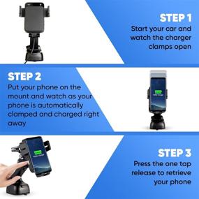 img 2 attached to 📱 Smartphone Car Mount with Auto-Clamping Arms and Wireless Charging - Dashboard, Windshield, and Vent Holder for iPhone, Samsung, LG, Google, and More