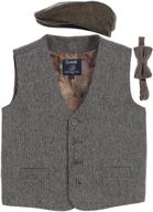 👕 stylish gioberti kids & boys 3pc tweed vest set with matching cap and bow tie logo