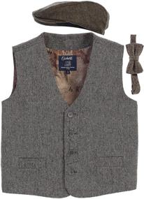 img 4 attached to 👕 Stylish Gioberti Kids & Boys 3pc Tweed Vest Set with Matching Cap and Bow Tie