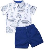 🦩 flamingo print gentleman summer 2pcs clothing set for baby boys - short sleeve t-shirt + shorts pants (pink, 1-2t) (blue balloon, 5-6 years) logo