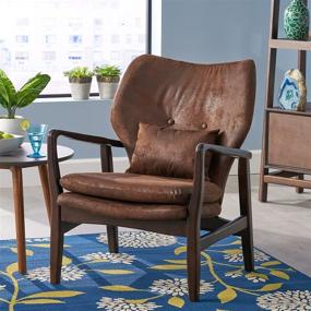 img 3 attached to 🪑 Christopher Knight Home Haddie Mid Century Modern Fabric Club Chair - Brown/Dark Espresso: Stylish and Comfortable Seating for Your Space!