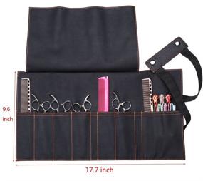 img 2 attached to 💇 Hair Stylist Scissor Holder Pouch Cases: Salon Tools Holster Bag for Hairdressers - Soft Fabric Roll-Up Organiser