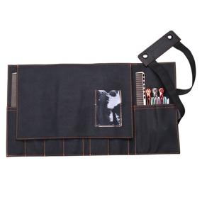 img 1 attached to 💇 Hair Stylist Scissor Holder Pouch Cases: Salon Tools Holster Bag for Hairdressers - Soft Fabric Roll-Up Organiser