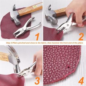 img 1 attached to Bememo 240 Set Leather Rivets: Double Cap Rivet Tubular Metal Studs with Punch Pliers and Setting Tool Kit for Leather Craft Repairs Decoration - 2 Sizes, 4 Colors