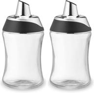 j&amp;m design 2-pack sugar dispenser &amp; shaker with pouring spout and lid - 7.5oz glass jar container logo