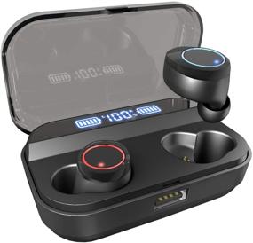 img 4 attached to 🎧 U-ROK Bluetooth 5.0 Wireless Earbuds with 3000mAh Charging Case, LED Display, Touch Control, 90H Playtime, IPX7 Waterproof, Built-in Microphone for Sports and Gym
