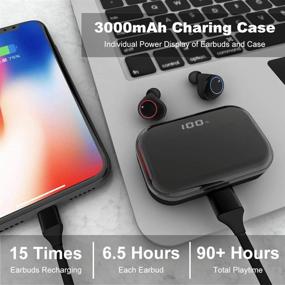 img 3 attached to 🎧 U-ROK Bluetooth 5.0 Wireless Earbuds with 3000mAh Charging Case, LED Display, Touch Control, 90H Playtime, IPX7 Waterproof, Built-in Microphone for Sports and Gym