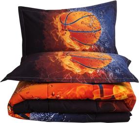 img 3 attached to 🔥 Fire and Ice Basketball Comforter Quilt Set Bedding Sets - Ideal for Boys, Kids, and Teens (Full Size)