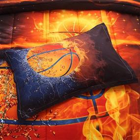 img 1 attached to 🔥 Fire and Ice Basketball Comforter Quilt Set Bedding Sets - Ideal for Boys, Kids, and Teens (Full Size)