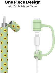 img 1 attached to 🌻 NIUTRENDZ Sunflower Apple Pencil 1st Generation Case - Green Silicone Sleeve Protector Skin with Cable Adapter Tether and Accessories