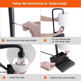 img 1 attached to 🛏️ Ideal Bedside Companion: Industrial Touch Control Table Lamp with USB Ports, AC Outlet, and Phone Stands