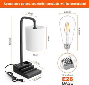 img 2 attached to 🛏️ Ideal Bedside Companion: Industrial Touch Control Table Lamp with USB Ports, AC Outlet, and Phone Stands