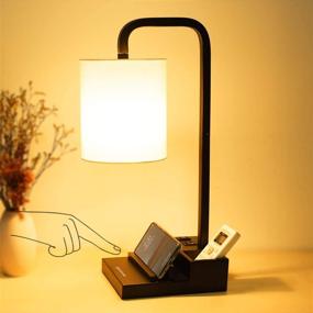 img 4 attached to 🛏️ Ideal Bedside Companion: Industrial Touch Control Table Lamp with USB Ports, AC Outlet, and Phone Stands