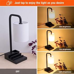 img 3 attached to 🛏️ Ideal Bedside Companion: Industrial Touch Control Table Lamp with USB Ports, AC Outlet, and Phone Stands