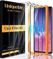 [4 pack] uniqueme tempered glass screen protector for samsung galaxy s10e - 5.8 inch, 9h hardness, bubble free logo