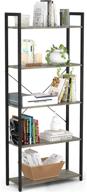 📚 homieasy 5 tier bookshelf: industrial tall living room storage organizer - modern metal wood accent shelves for home office collectibles organization in black oak logo