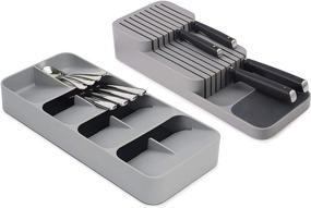 img 4 attached to 🗄️ Joseph Joseph Dream Drawers 85188 - Drawerstore Compact Cutlery & Knife Organiser Set of 2, Large - Grey