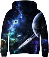 🌌 galaxy fleece sweatshirts pocket pullover hoodies for teen boys (ages 4-16y) by saym логотип