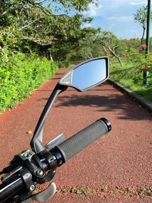 img 2 attached to 🚲 MEACHOW Blue Right Side Bicycle Mirror - Scratch Resistant Glass Lens, Rotatable Rearview Mirror, Handlebar Bike Mirror (ME-006RB)