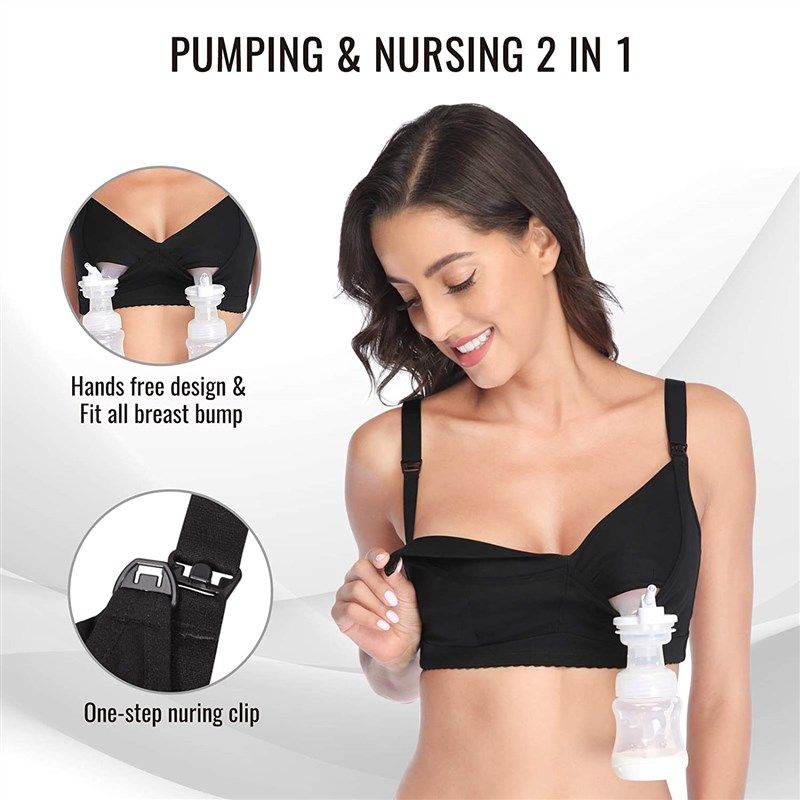 Lupantte Hands Free Pumping Bra For Women 2 Pack, Supportive Comfortable  Breast Pump Bra