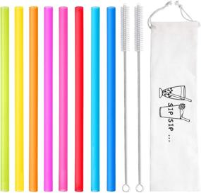 img 3 attached to 🥤 Set of 8 Extra Wide Reusable Smoothie Straws & Boba Straws with 1 Bag & 2 Brushes - Multicolor Big Jumbo Straws, BPA Free Large Plastic Straws for Smoothies, Bubble Tea (Tapioca, Boba Pearls), Milkshakes - Improved SEO