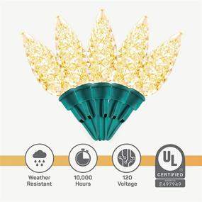 img 1 attached to 🎄 C6 Теплый белый гирлянда с LED-подсветкой для Рождества [Набор из 50 штук] - Одобрено UL для использования внутри и на улице, провод зеленый длиной 14 футов - Праздничные украшения