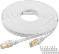 🔌 высокоскоростной ethernet-кабель cat 7 - 100 футов (30 м) белый плоский lan-кабель с разъемами rj45. логотип