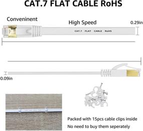 img 2 attached to 🔌 Высокоскоростной Ethernet-кабель CAT 7 - 100 футов (30 м) белый плоский LAN-кабель с разъемами RJ45.