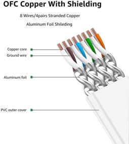 img 1 attached to 🔌 Высокоскоростной Ethernet-кабель CAT 7 - 100 футов (30 м) белый плоский LAN-кабель с разъемами RJ45.