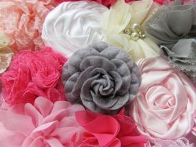 img 3 attached to 🌸 YYCRAFT 40pcs Chiffon Flowers for Crafting, DIY Headband and Bow Kit, Handmade Hair Accessories (Pink/Grey/Ivory)