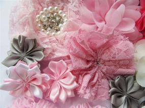 img 2 attached to 🌸 YYCRAFT 40pcs Chiffon Flowers for Crafting, DIY Headband and Bow Kit, Handmade Hair Accessories (Pink/Grey/Ivory)