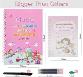 img 3 attached to 📚 Magic Practice Copybook for Kids - Jumbo Size 10.2’’ x 7.3’’ - Print Handwriting Workbook with Reusable Pages (4 Books with Disappear Ink Pen) - Enhance Handwriting Skills