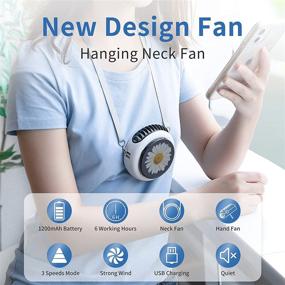 img 3 attached to 🌀 SmartDevil Mini Neck Fan - Small Portable Fan with Adjustable Lanyard, 3 Speeds, Battery Operated Personal Table Fan for Travel, Park, Camping - White