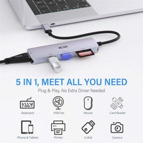 img 3 attached to ICZI 5 in 1 USB C Hub with 4K HDMI, 2 USB 3.0 Ports, SD/TF Card Reader - Multiport Adapter for MacBook Pro / Air, XPS, EliteBook, iPad Pro, Type-C / Thunderbolt 3 Devices