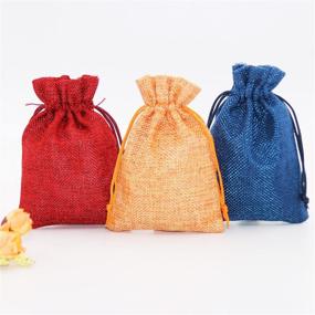 img 2 attached to 🎁 SumDirect 20pcs Mixed Color Burlap Favor Gift Bags: Versatile Linen Jewelry Pouches for Gifts, Jewelry, and Storage