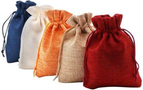 img 4 attached to 🎁 SumDirect 20pcs Mixed Color Burlap Favor Gift Bags: Versatile Linen Jewelry Pouches for Gifts, Jewelry, and Storage