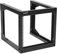 🗄️ navepoint 9u wall mount open frame network rack with swing out hinged gate, 24 inch depth - ideal for network servers and av equipment, convenient rear access to equipment, 180-degree opening from both sides logo