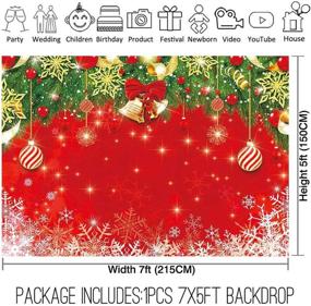 img 1 attached to Allenjoy 7X5Ft прочный/мягкий тканевый фон для рождественской фотосъемки Merry Xmas красный фон блестящая снежинка колокольчик Санта украшение зимний праздник праздничные атрибуты видео фото стенд реквизит