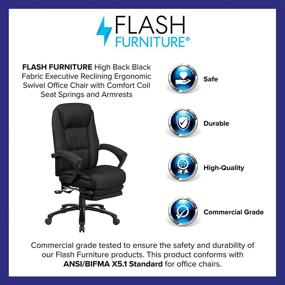 img 1 attached to 💺 Comfort Plus: Flash Furniture High Back Black Fabric Executive Reclining Ergonomic Swivel Office Chair with Comfort Coil Seat Springs and Armrests