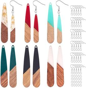 img 4 attached to 12pcs Vintage Resin Wooden Earring Pendants - Teardrop Statement Jewelry Findings for Necklace and Earring Making in Mixed Colors - OLYCRAFT