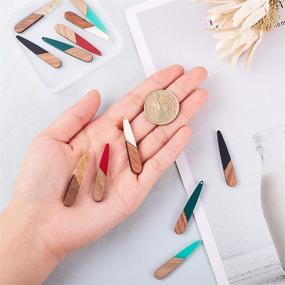 img 2 attached to 12pcs Vintage Resin Wooden Earring Pendants - Teardrop Statement Jewelry Findings for Necklace and Earring Making in Mixed Colors - OLYCRAFT