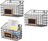 📦 organize in style: mygift wall-mounted wire storage basket bins with chalkboard labels - set of 3" logo