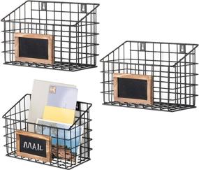 img 4 attached to 📦 Organize in Style: MyGift Wall-Mounted Wire Storage Basket Bins with Chalkboard Labels - Set of 3"